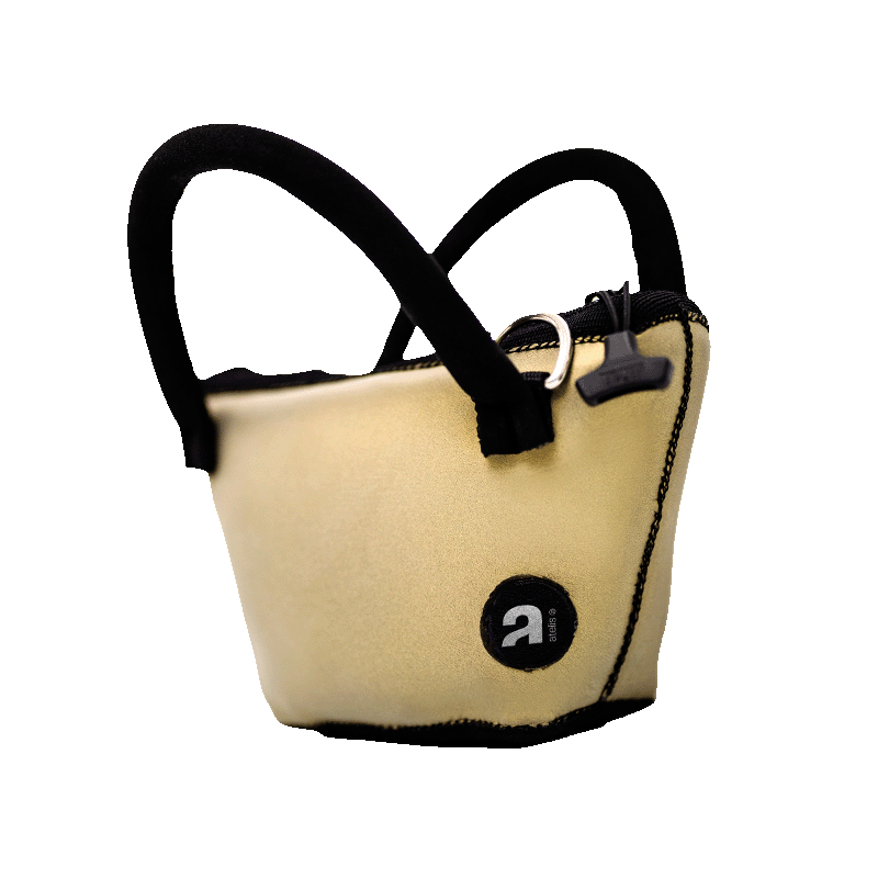 Immagine scontornata del cestino Iris oro di Atelis in neoprene glideskin.